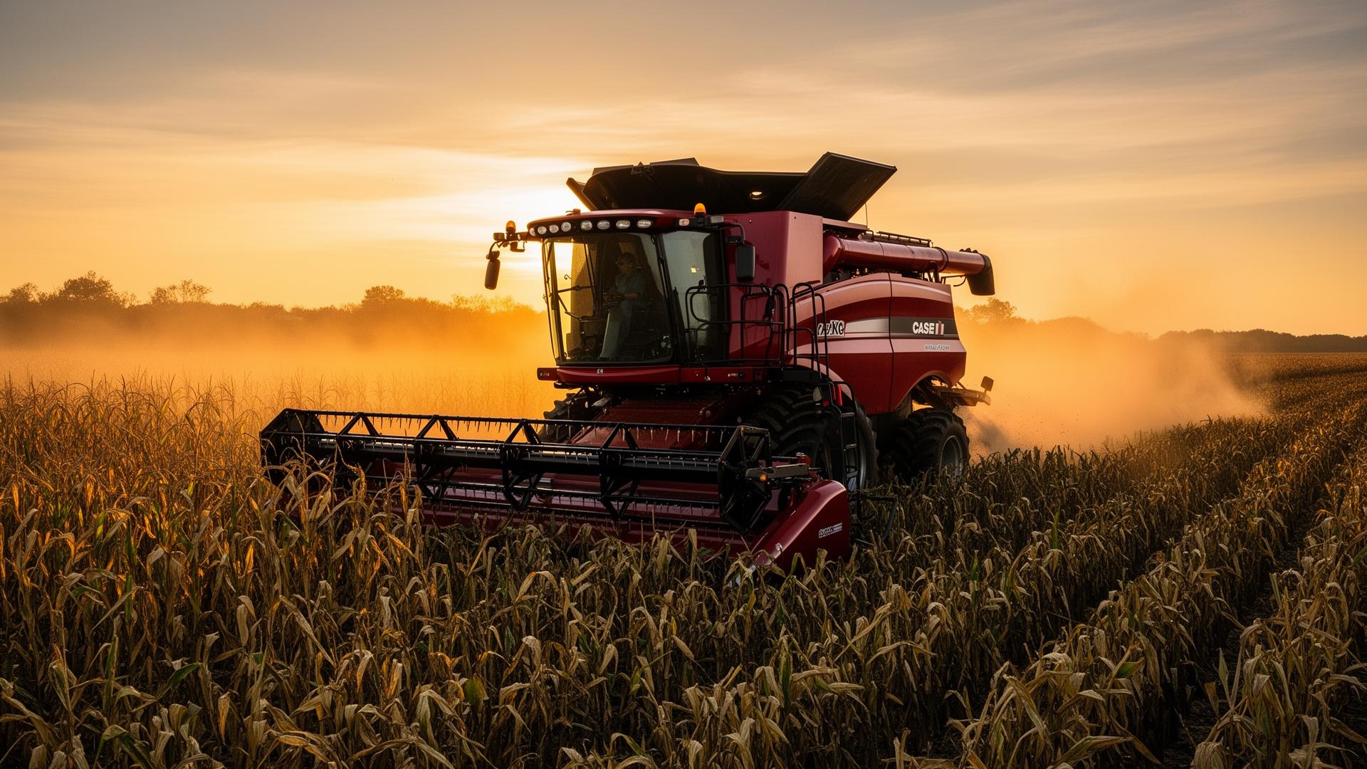 Colheitadeira Case IH Axial-Flow em milharal — peças agrícolas T3
