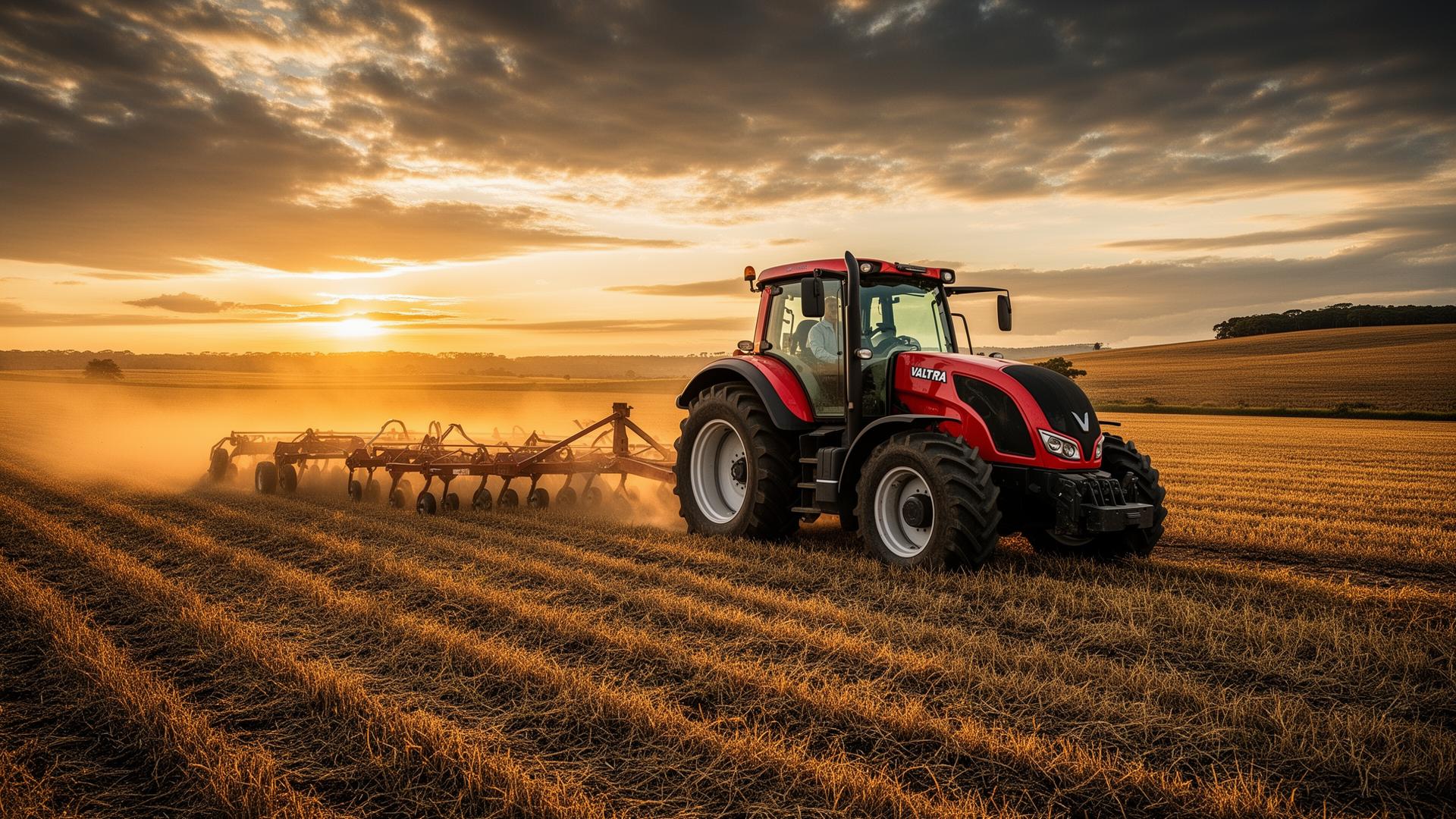 Trator Valtra em operação no campo — peças agrícolas T3